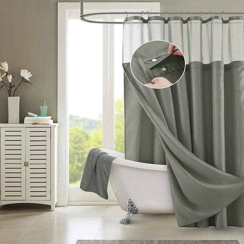 Rideau de douche Cassiani avec doublure inclus, Gris