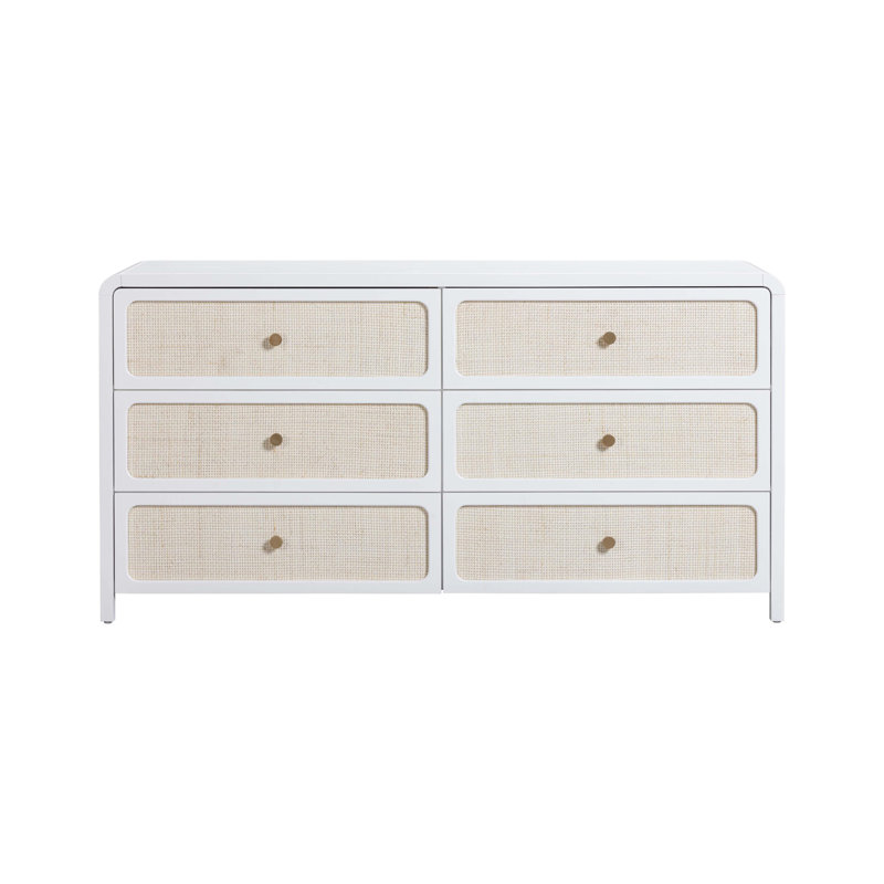 Billiot Patty Rattan 6 Drawer Dresser, White
