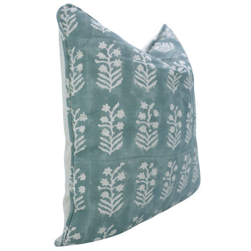 Housse de coussin en lin avec passepoil fabriqué à la main Fab Divine - Indradhanus, Carré 14 po