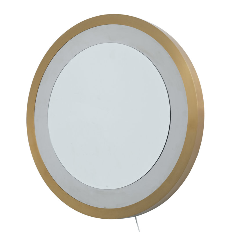 Starfall Infinity LED Round Wall Mirror with Brushed Brass Frame