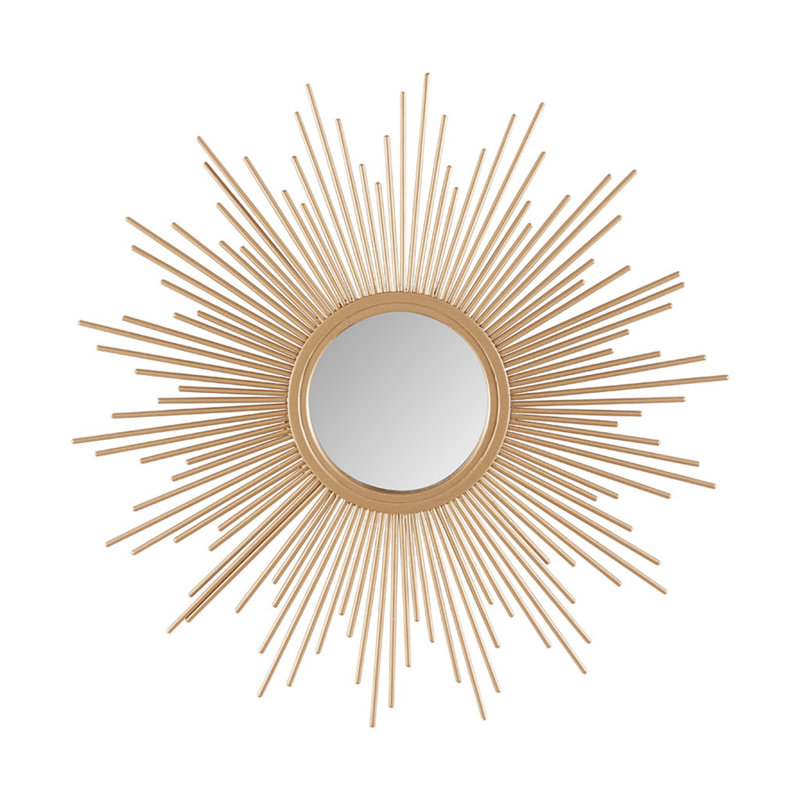 Glamour miroir soleil levant or moderne, 14,5 po x 14,5 po