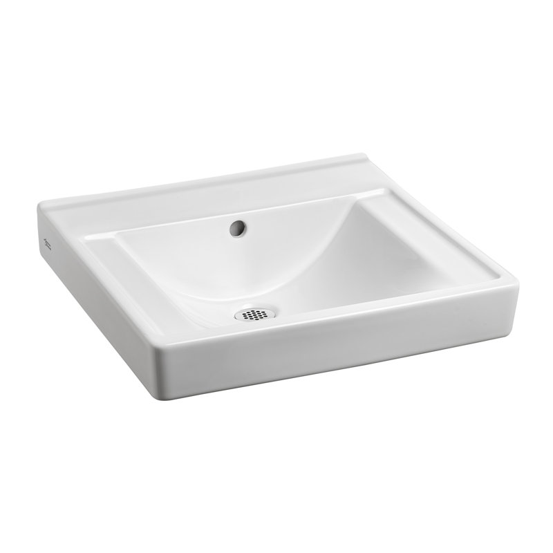 Lavabo de salle de bain mural rectangulaire en porcelaine vitreuse avec trop-plein Decorum