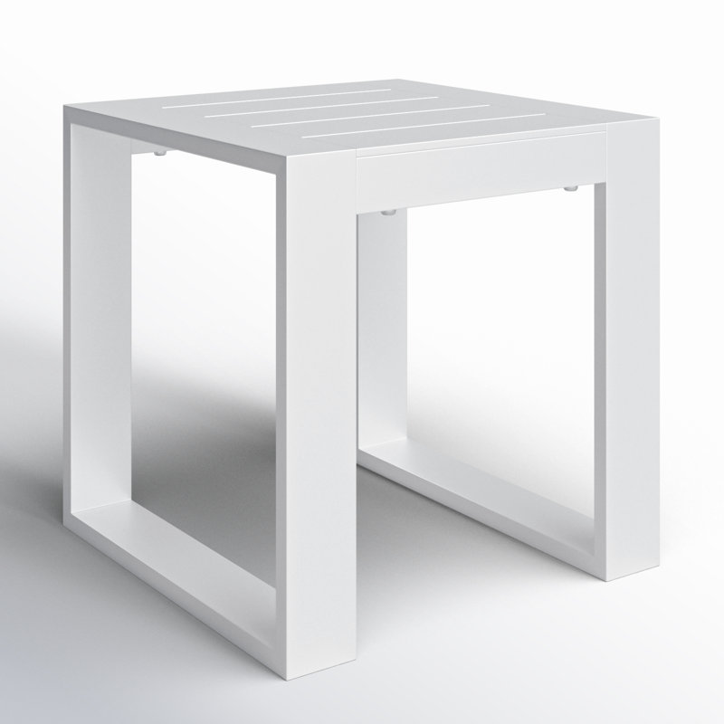 Portal Outdoor Square Side Table, White