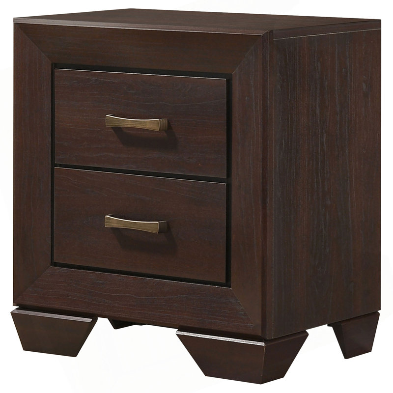 2-Drawer Rectangular Nightstand, Dark Brown
