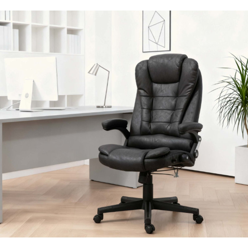 Fauteuil de direction haut dossier avec dossier inclinable, accoudoirs rembourrés et télécommande