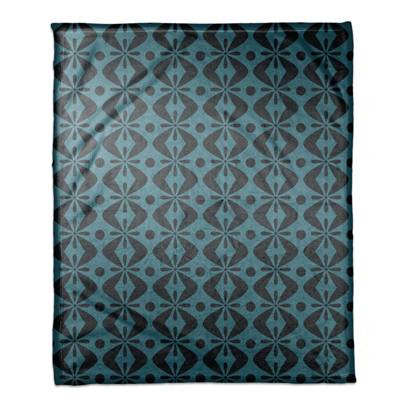 Hand Woven Throw Blanket, Blue/Black