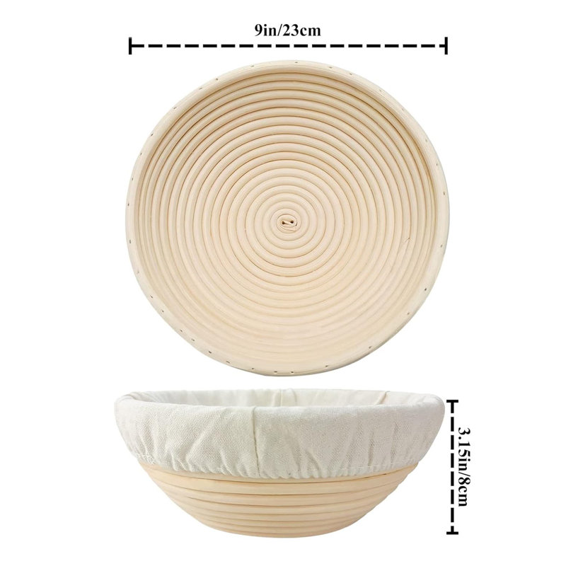 Set of 2 Round 9-Inch Natural Rattan Bread Proofing Baskets
