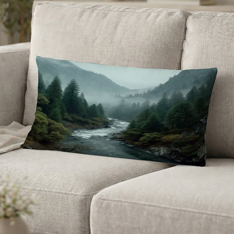Coussin Forest River Mountains, H 12 po x l 20 po