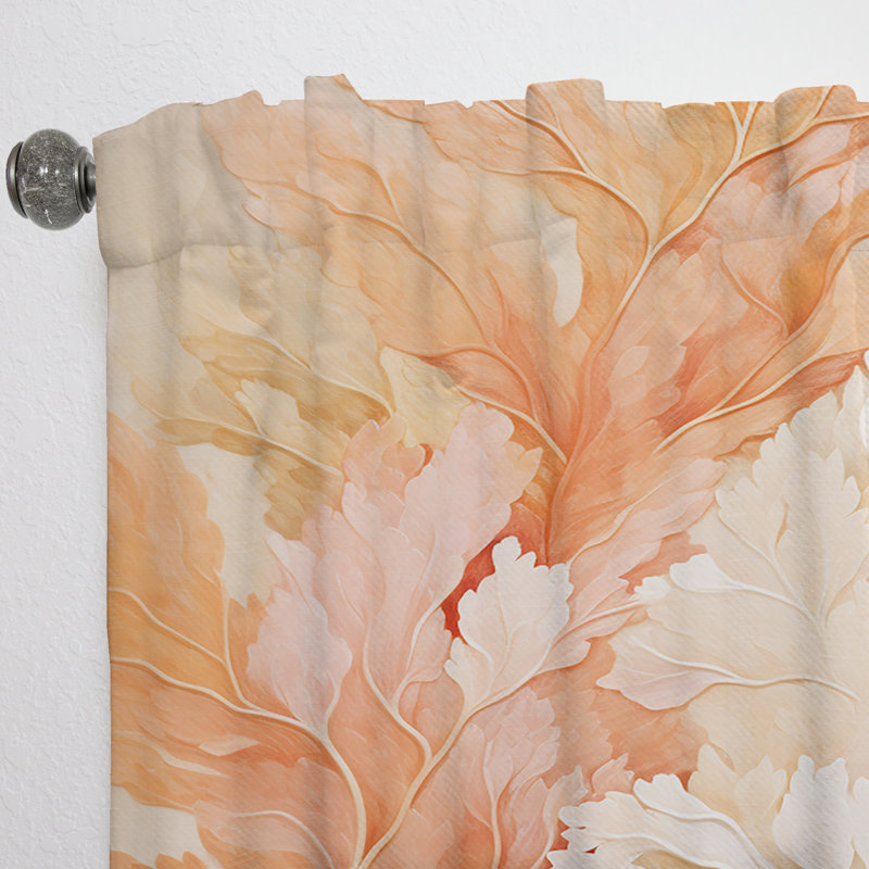 Deo rose et blanc Coastal Coral Collage VII - rideau en velours nautique - obscurcissant - 1 panneau, L 52 po x L 120 po
