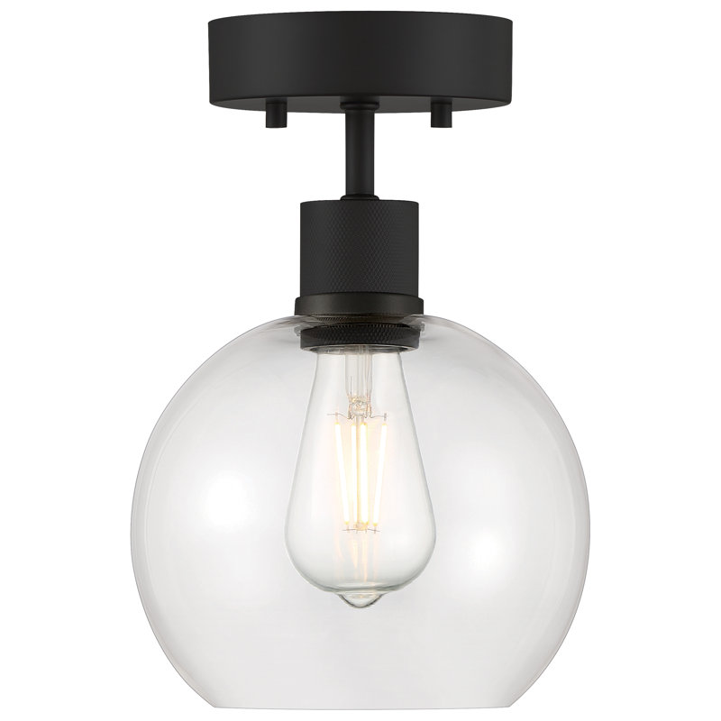 Southglenn Glass Semi Flush Mount, Matte Black