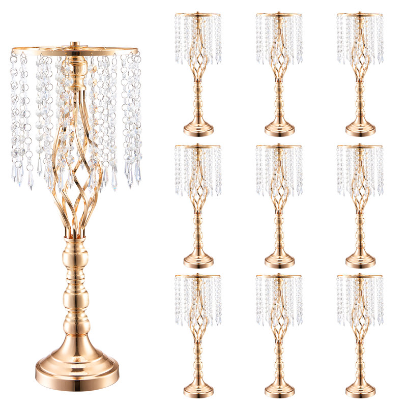 10 grands pots de fleurs en cristal pour mariage 55cm / 21,65 "