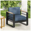 Fauteuil club d'extérieur en aluminium avec coussins imperméables Giovanne, bleu