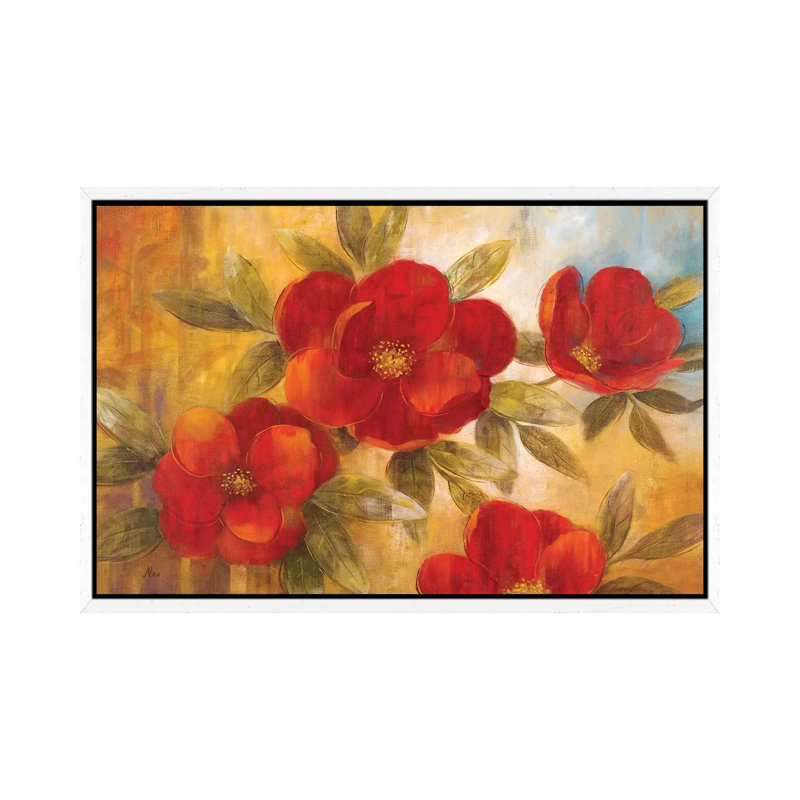 Jardin Rouse I by Nan - Painting on Canvas, 101.6 cm H x 66.04 cm W, White Framed