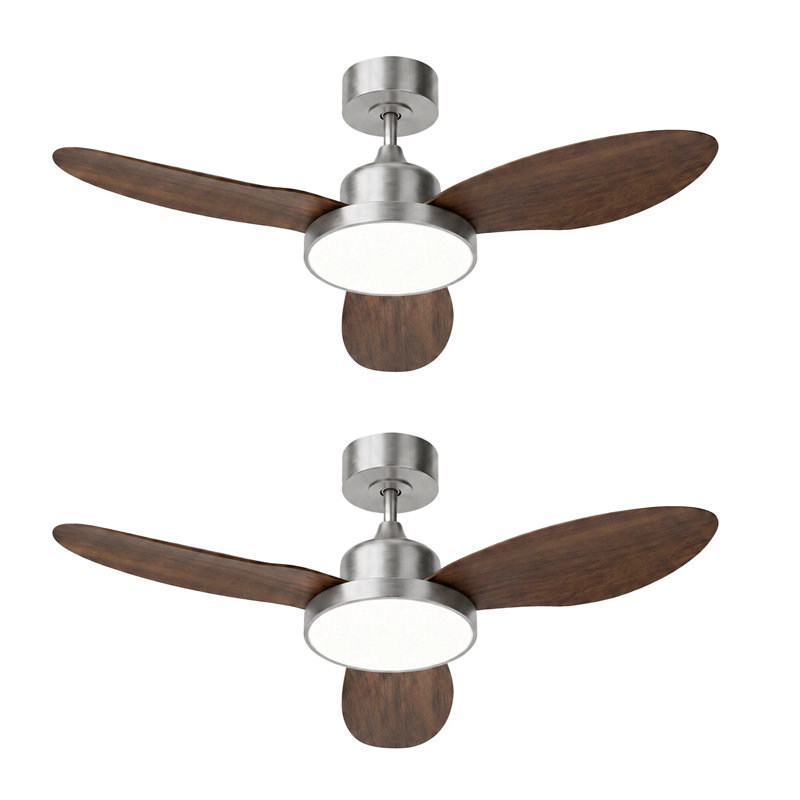 Lot de 2 petits ventilateurs de plafond de 42 pouces avec lumière, Nickel, Noyer