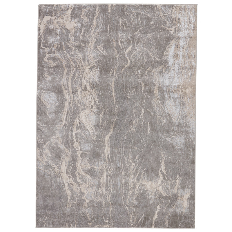 Tapis abstrait gris / crème Geting, Tapis de couloir 2 pi 2 po x 8 pi
