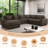 Corduroy L-Shaped Sectional Sofa Set With Ottoman For Living Room-1488916219