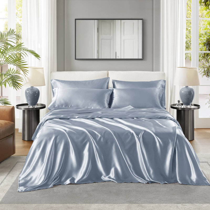 Ensemble de draps et de draps en satin de luxe, ensemble complet en polyester, infroissable, qualité de sommeil douce