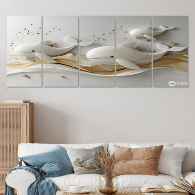 «Gentle Whales II», ensemble de reproductions d'art mural pour chambre de bébé