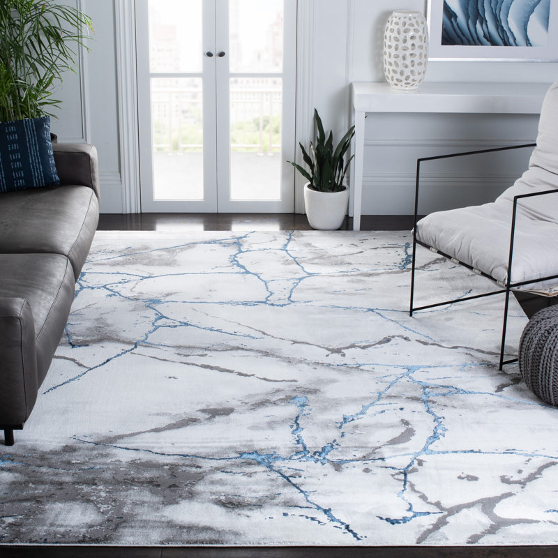 John-Paul Craft Performance Abstract Rug, Rectangle 12' x 15', Gray/Blue