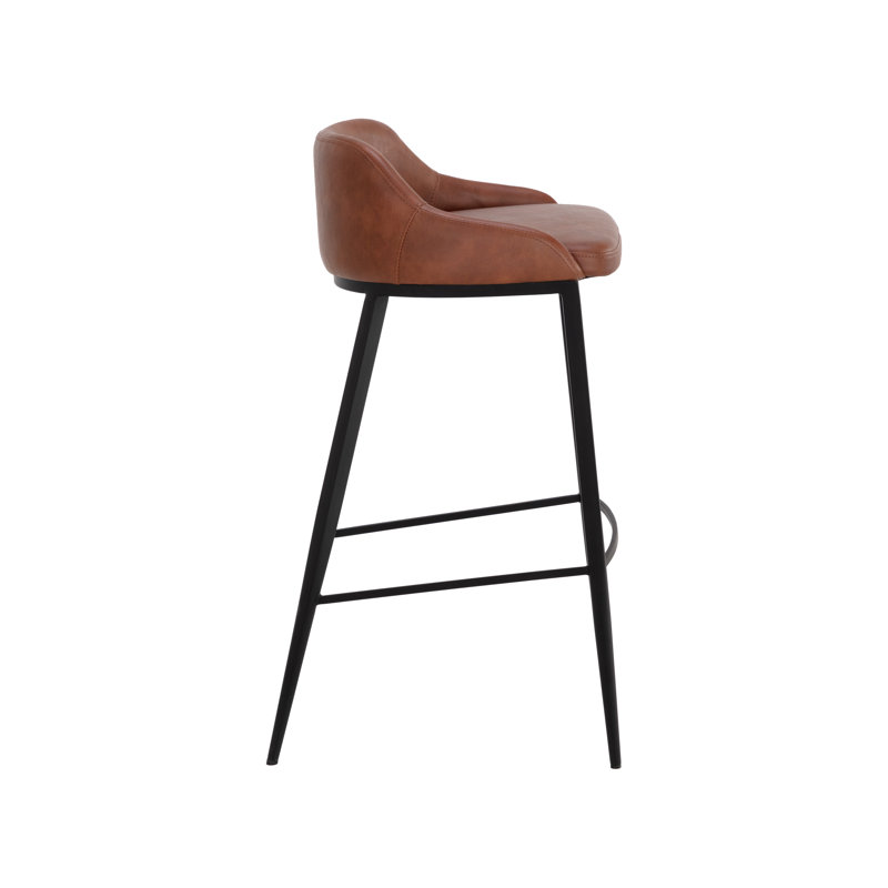 ASTRA Upholstered Stool with Metal Frame, Bar Stool (29.75" Seat Height), Brown