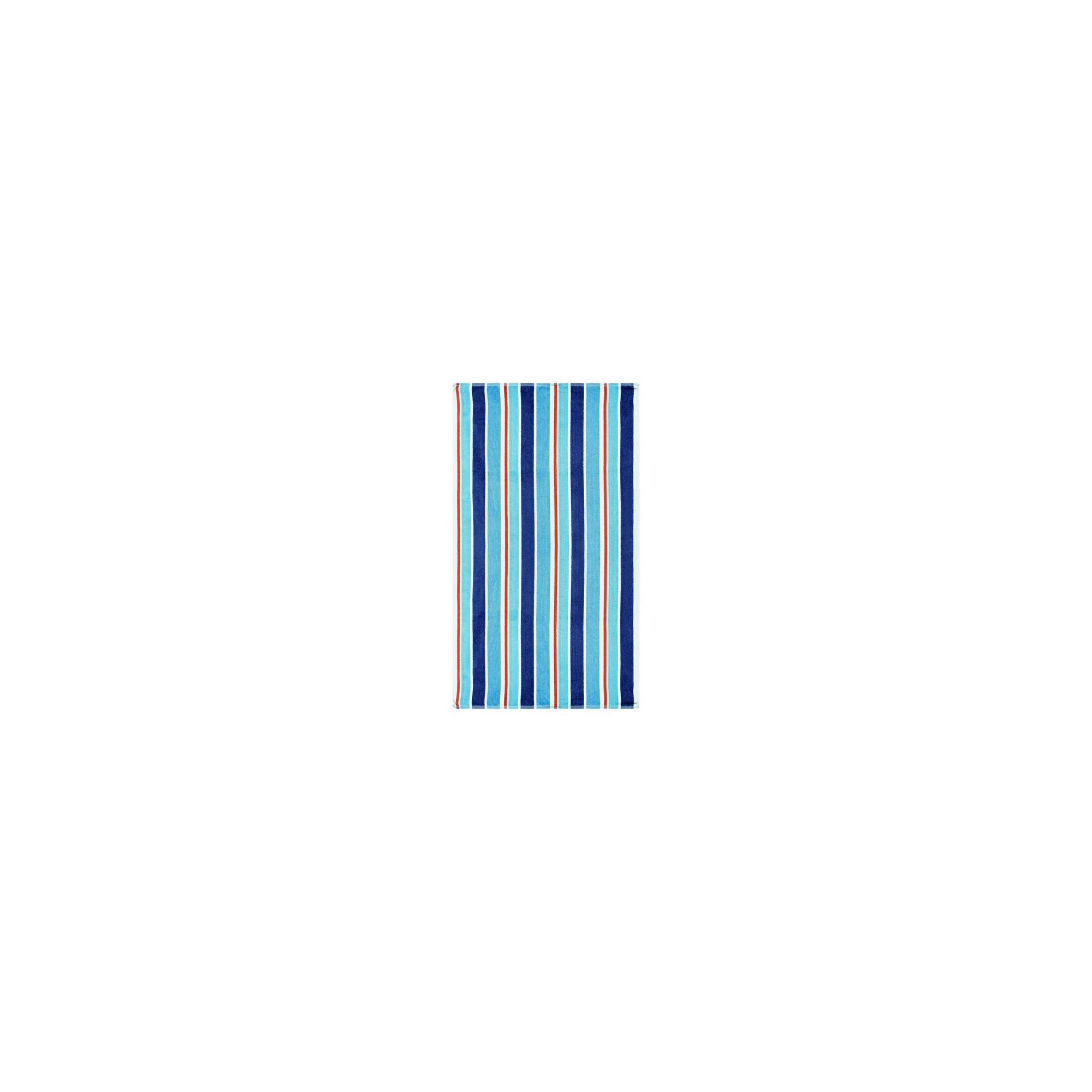 Makenna 100% Cotton Oversized Quick Dry Striped Beach Towel, Blue/Red