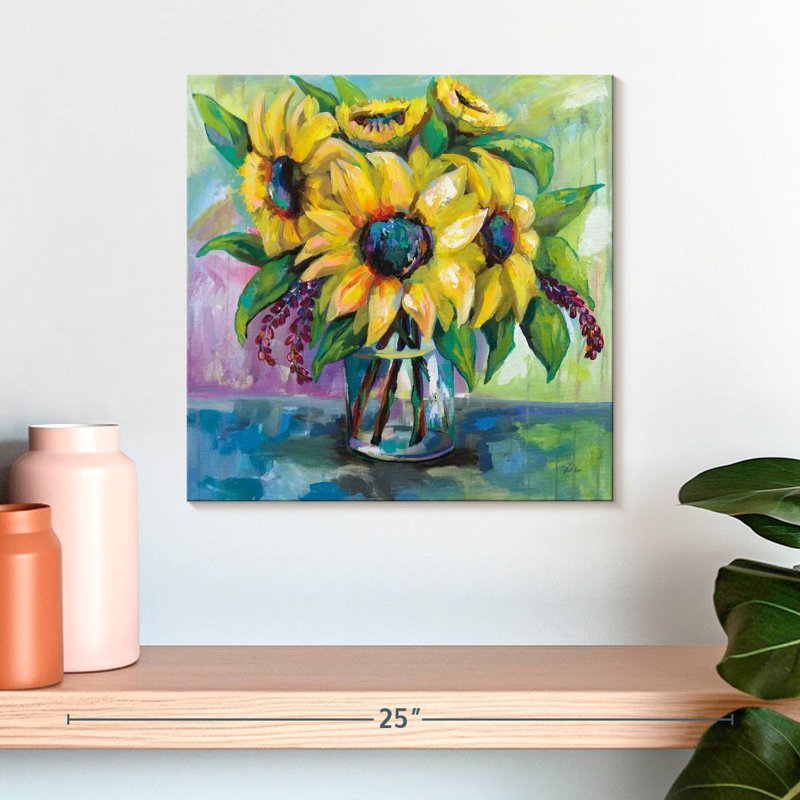 Tournesol Harnek dans un vase, H 16 po x l 16 po