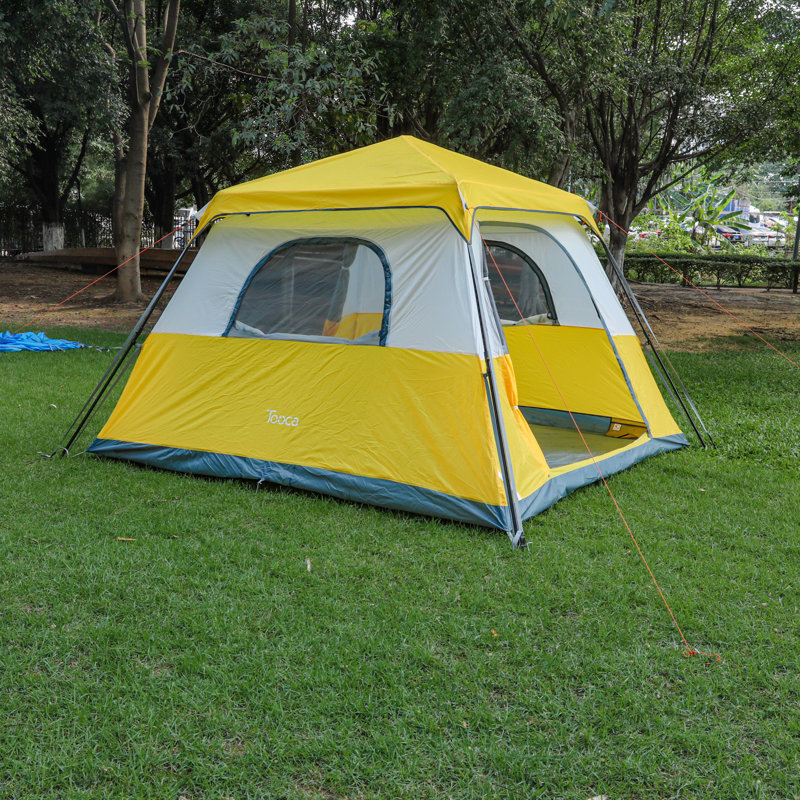 Tente de camping pour 6 personnes, Jaune/blanc