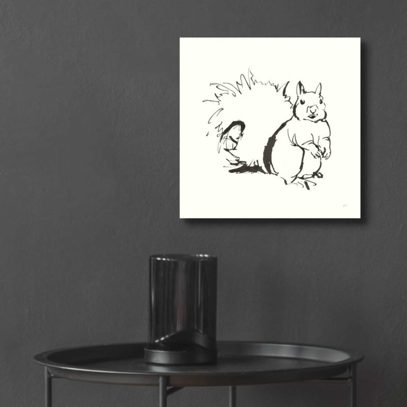 «Line Squirrel» par Chris Paschke - peinture sans cadre, H 12 po x l 12 po x P 0,13 po