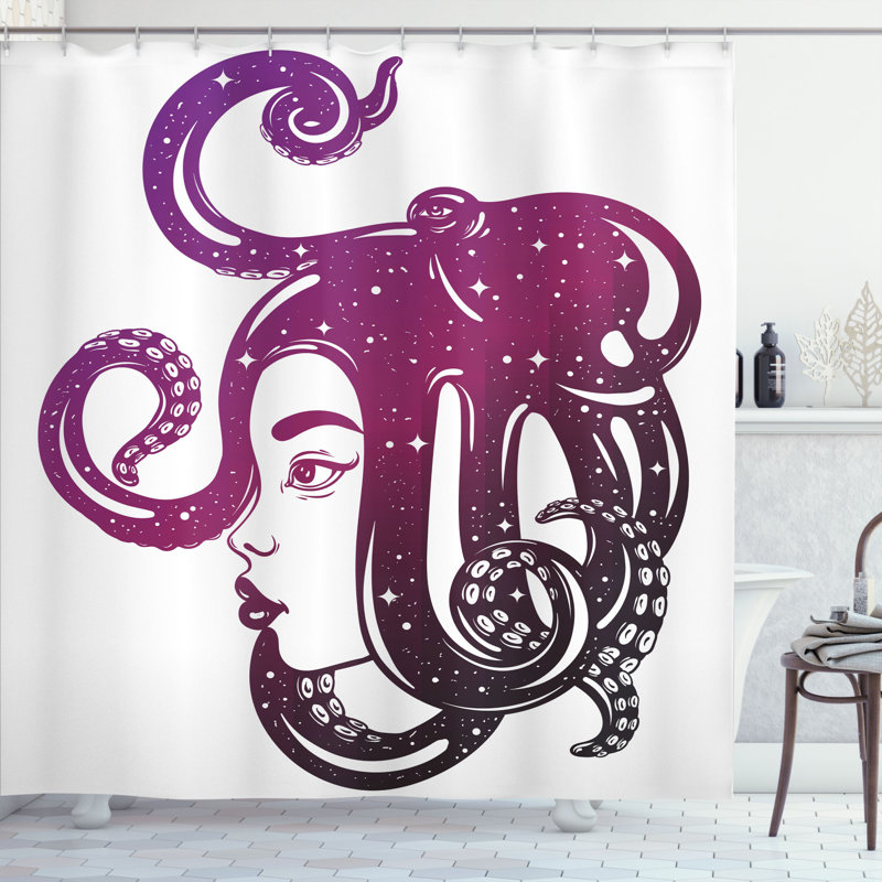Shower Curtain with Hooks Included, 69" H x 105" W