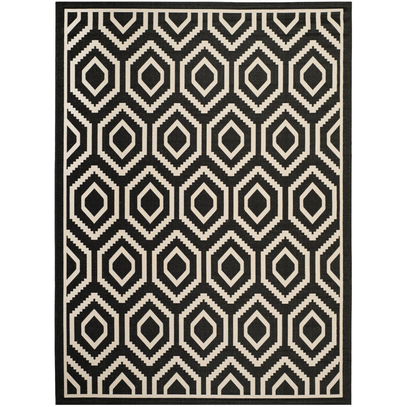 Tapis d'intérieur / extérieur à motif géométrique Deedrick, Rectangle 8 pi x 11 pi
