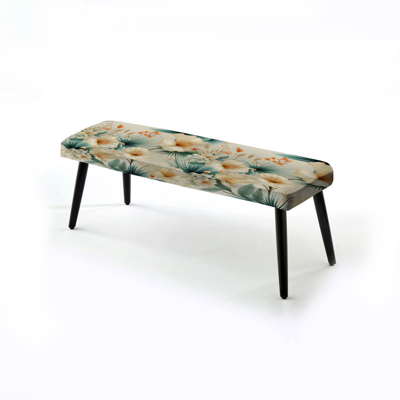 Seashell Serenity - motif tropical I - banc rembourré noir Coastal