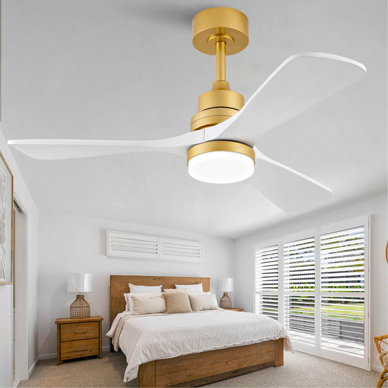 Ventilateur de plafond intérieur chaud 42 pouces avec lumière DEL à intensité variable, 3 pales en bois massif, télécommande, moteur à courant continu