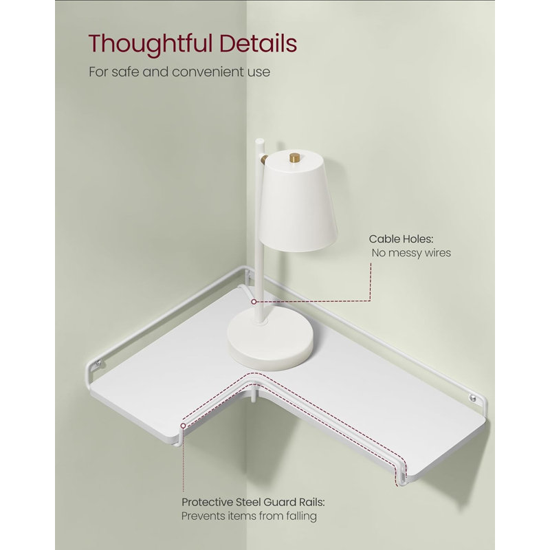 2 Piece Floating Shelf, Cloud White, 0.5'' H X 15.7'' W X 11.4'' D
