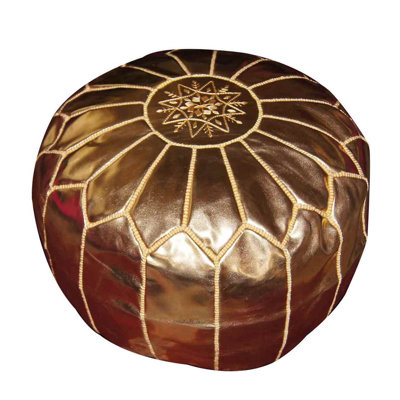 Handmade Moroccan Leather Round Pouf Ottoman Large Aviles