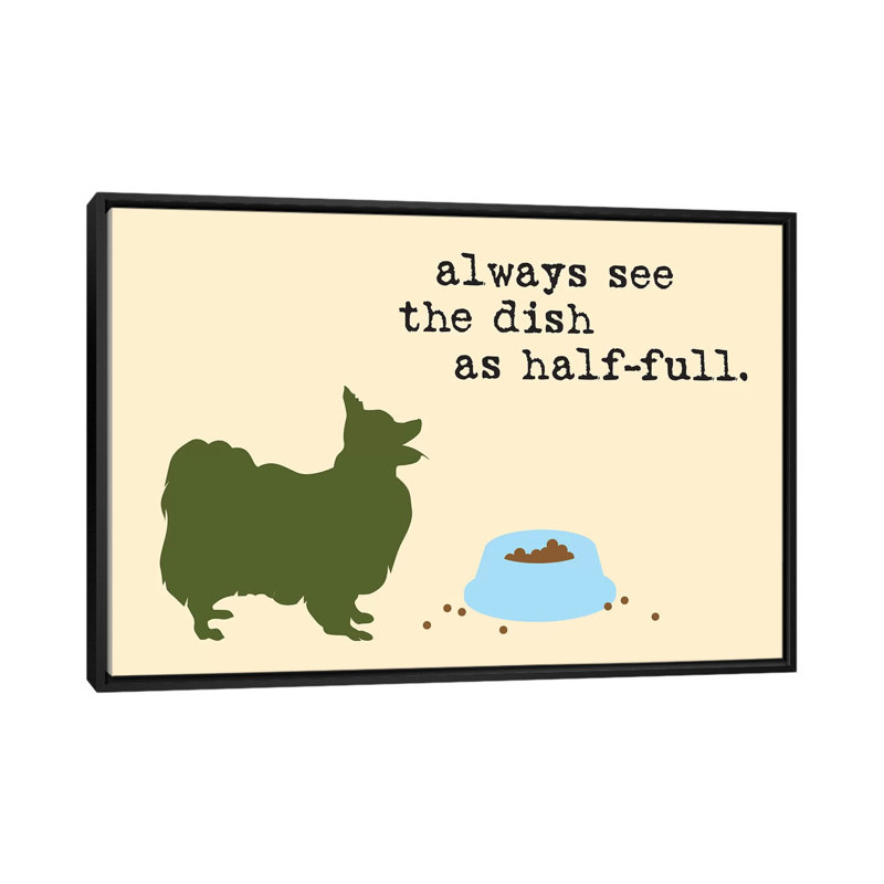 « half full i », impression sur toile, H 18 po x l 26 po x P 1,5 po, Toile avec cadre noir, Pas de tapis