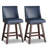 26" Swivel Counter Bar Stools, Counter barstools with Wood Frames, Dark Blue-1714014787-1714014796