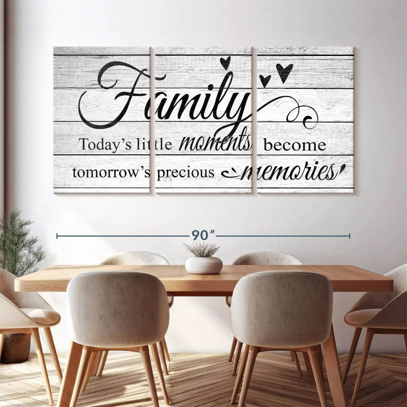 " Family Moments Typography " 3 Piece Art Set, 45" H x 92" W x 1.25" D
