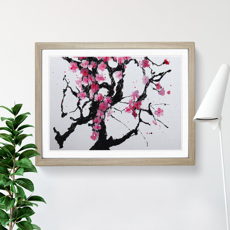 Intoxicating Cherry Blossom Tree Flowers - Framed Print, 25cm H x 34cm W x 2cm D, Oak
