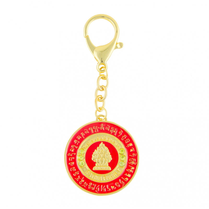 Porte-clé à Bouddha Amoghasiddhi, Rouge / or pâle
