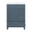 Meuble-lavabo 24 po avec lavabo et tiroirs, meuble-lavabo autoportant gris-bleu avec plateau en céramique et tablettes de rangement, panneau de fibres à densité moyenne et base en bois massif, meuble-lavabo moderne pour les petites salles de bain-379635327
