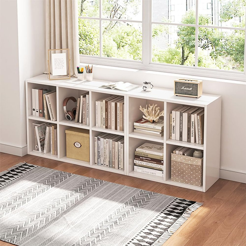 Étagère moderne en bois à 6 cubes – Présentoir à dos ouvert, fini blanc