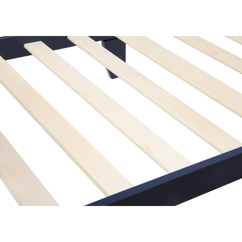  Wood Toddler Bed with Safety Rail, Navy