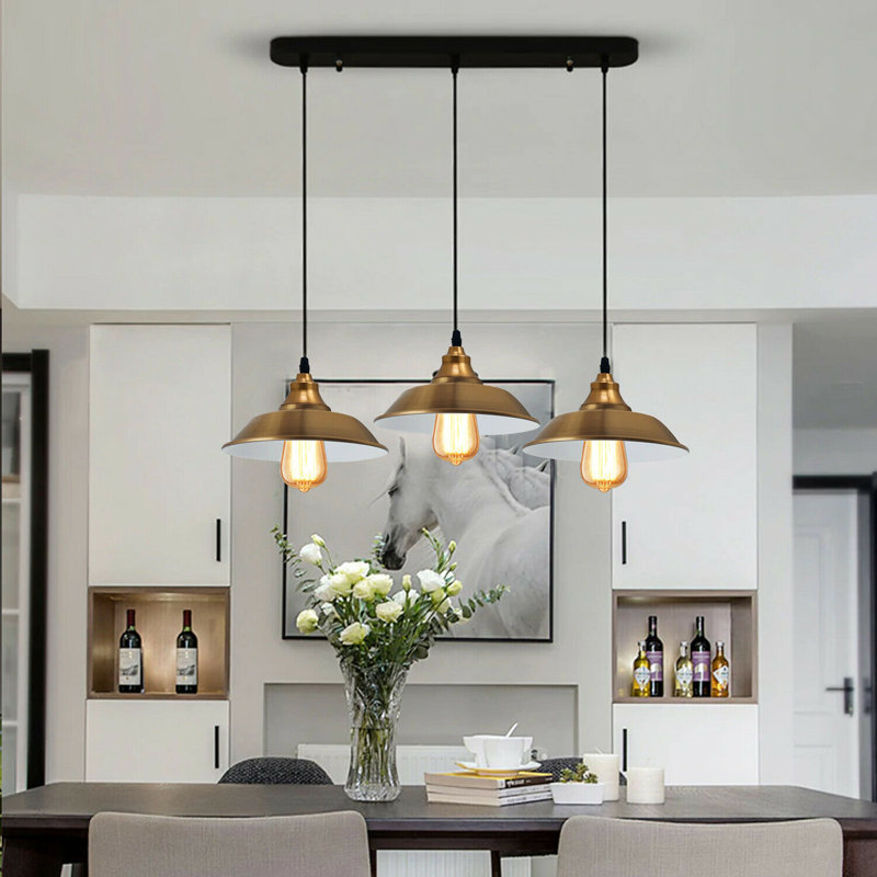Olivia 3 - Light Silver Kitchen Island Pendant, Yellow Brass