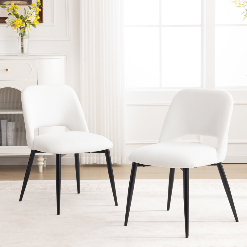 Ensemble de 2 chaises de salle à manger rembourrées en chenille, Blanc