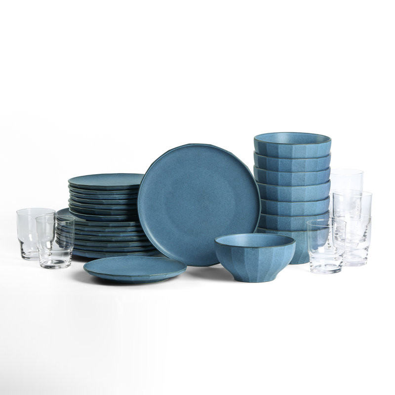 Stone Lain Rio 32-Piece Dinnerware Set Stoneware, Blue