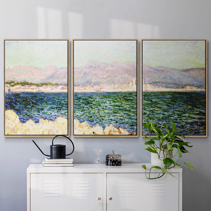 Le Golfe d'Antibes, 1888 - 3 pièces, reproduction sur toile, H 36 po x l 75 po x P 2 po, Naturel