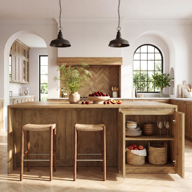 Grand îlot de cuisine 71 po avec armoire de rangement à double porte 71 po