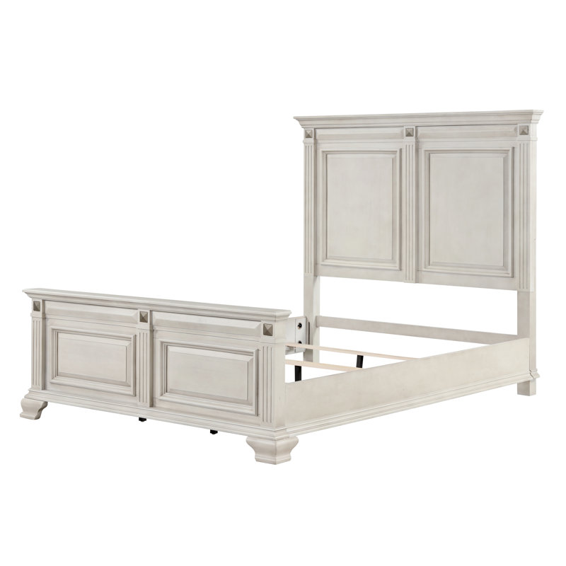 Queen Pine Wood Frame Bed with Headboard and Drawer