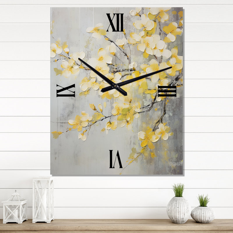 Apple Blossom Harmony XV - Horloge murale moderne florale, Très grand