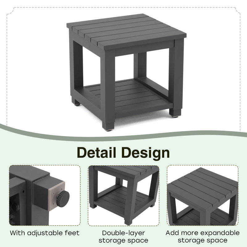 Table de patio d'extérieur Deford, Noir